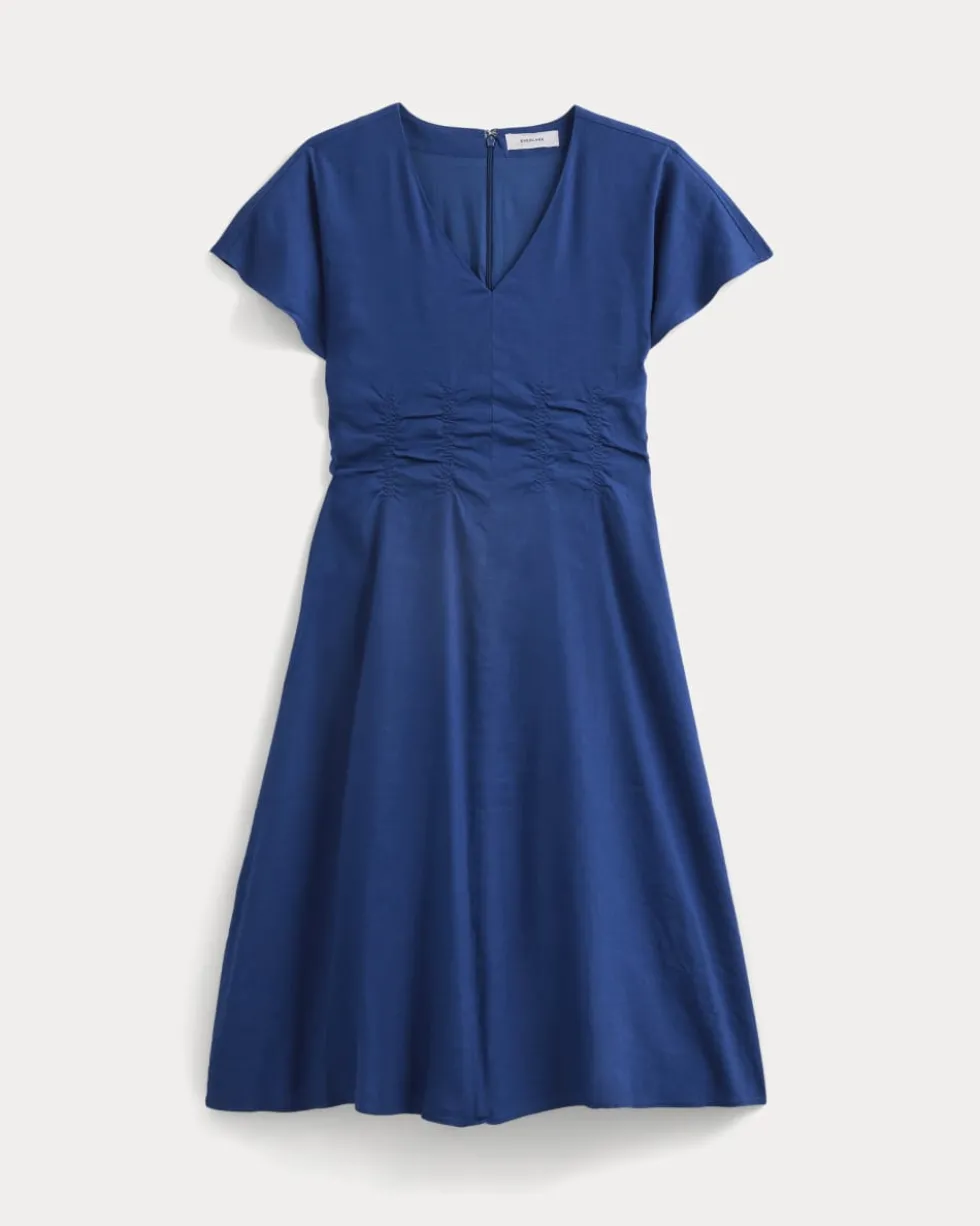Cinched Dress in Stretch Linen