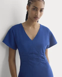 Cinched Dress in Stretch Linen