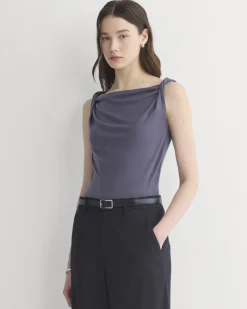 Cowl Neck Twist Tank in Butterluxe