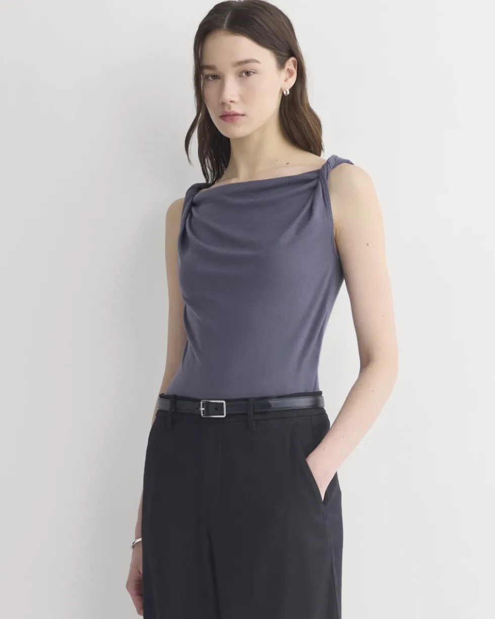 Cowl Neck Twist Tank in Butterluxe