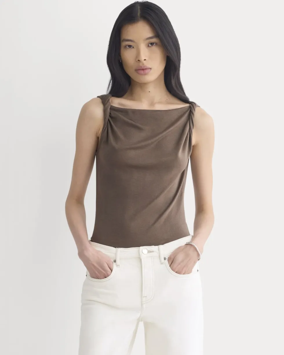 Cowl Neck Twist Tank in Butterluxe