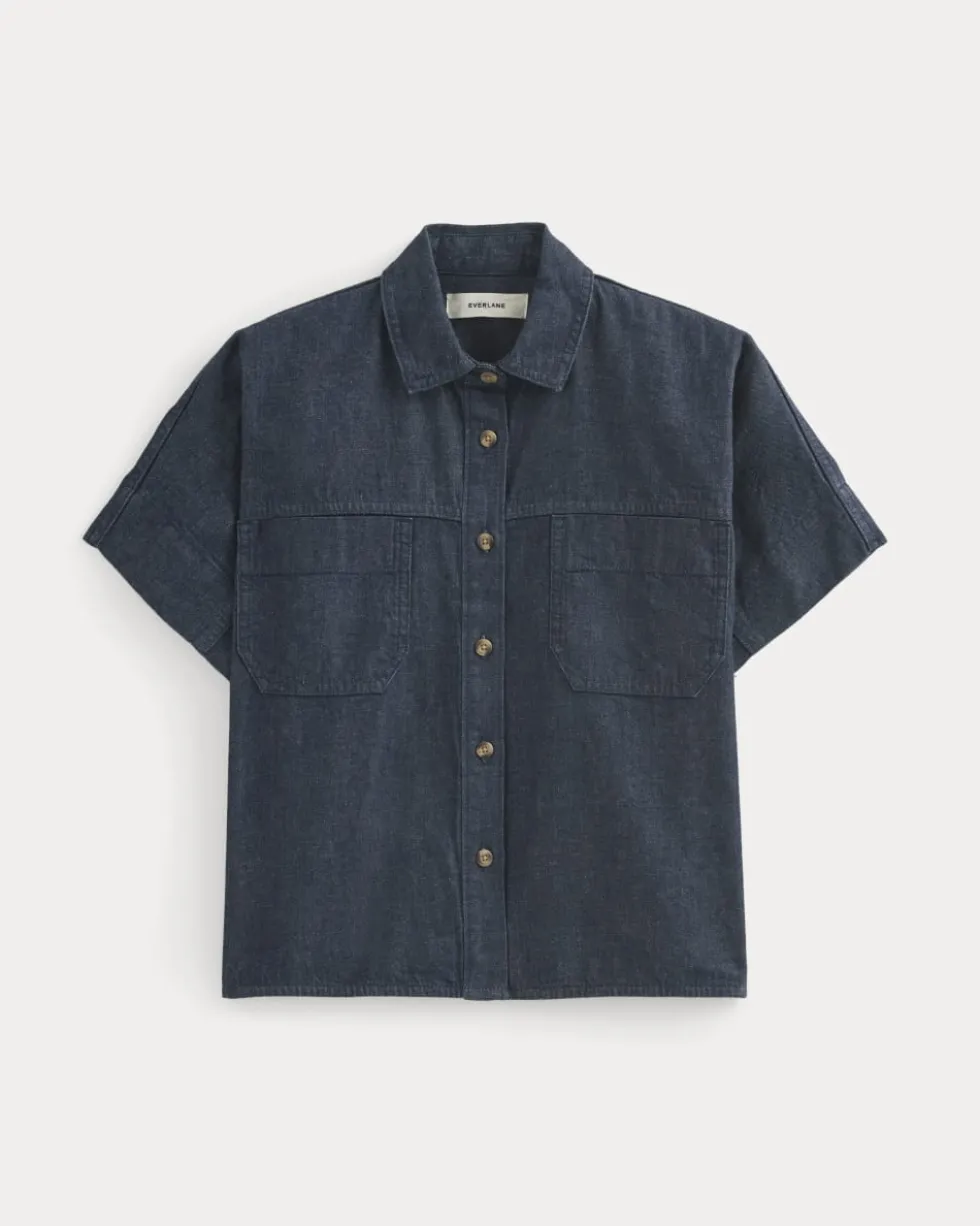 Cropped Boxy Denim Shirt