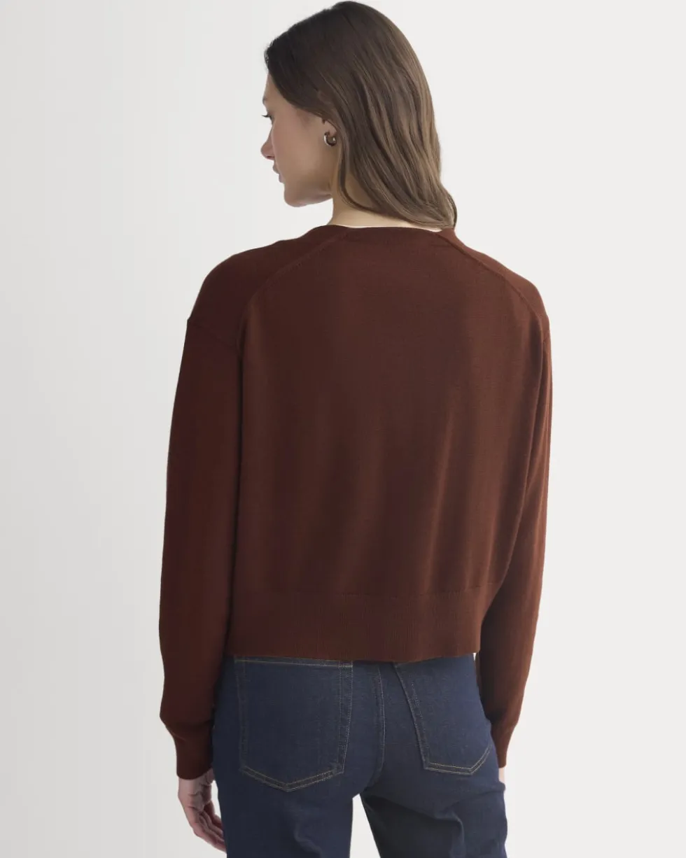 Deep V-Neck Cardigan in Cotton Merino
