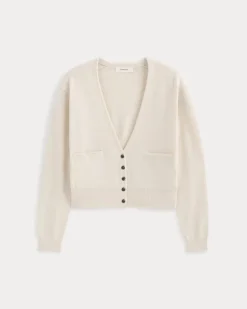 Deep V-Neck Cardigan in Cotton Merino