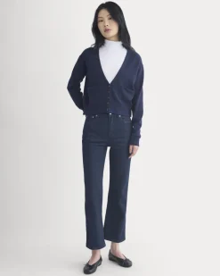 Deep V-Neck Cardigan in Cotton Merino