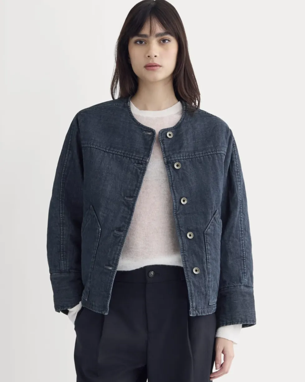 Denim Quilted Barrel Jacket