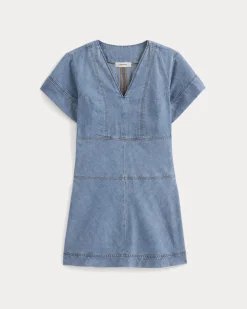 Denim Short-Sleeve Dress