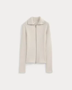 Full-Zip Ribbed Jacket in Everyday Cotton