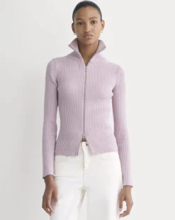 Full-Zip Ribbed Jacket in Everyday Cotton