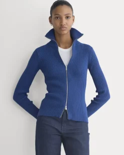 Full-Zip Ribbed Jacket in Everyday Cotton