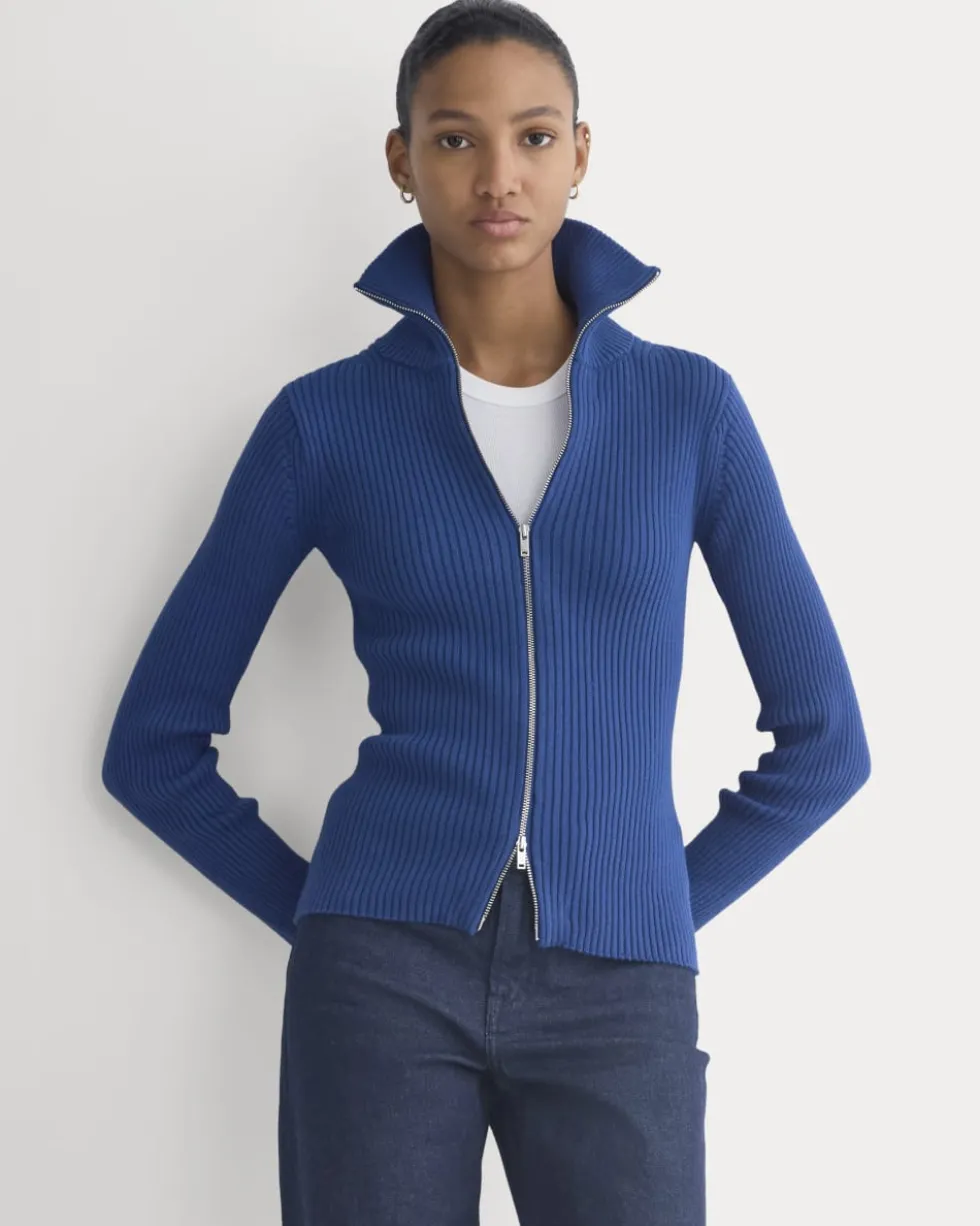 Full-Zip Ribbed Jacket in Everyday Cotton