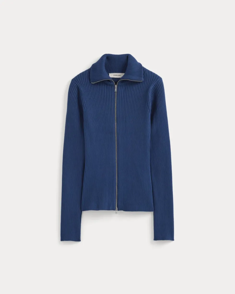 Full-Zip Ribbed Jacket in Everyday Cotton