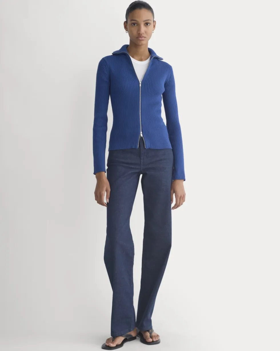 Full-Zip Ribbed Jacket in Everyday Cotton