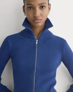 Full-Zip Ribbed Jacket in Everyday Cotton