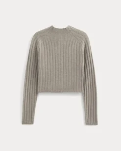 Funnel-Neck Cropped Sweater in Wool Cashmere