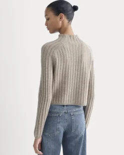 Funnel-Neck Cropped Sweater in Wool Cashmere