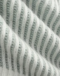 Funnel-Neck Ribbed Henley Sweater