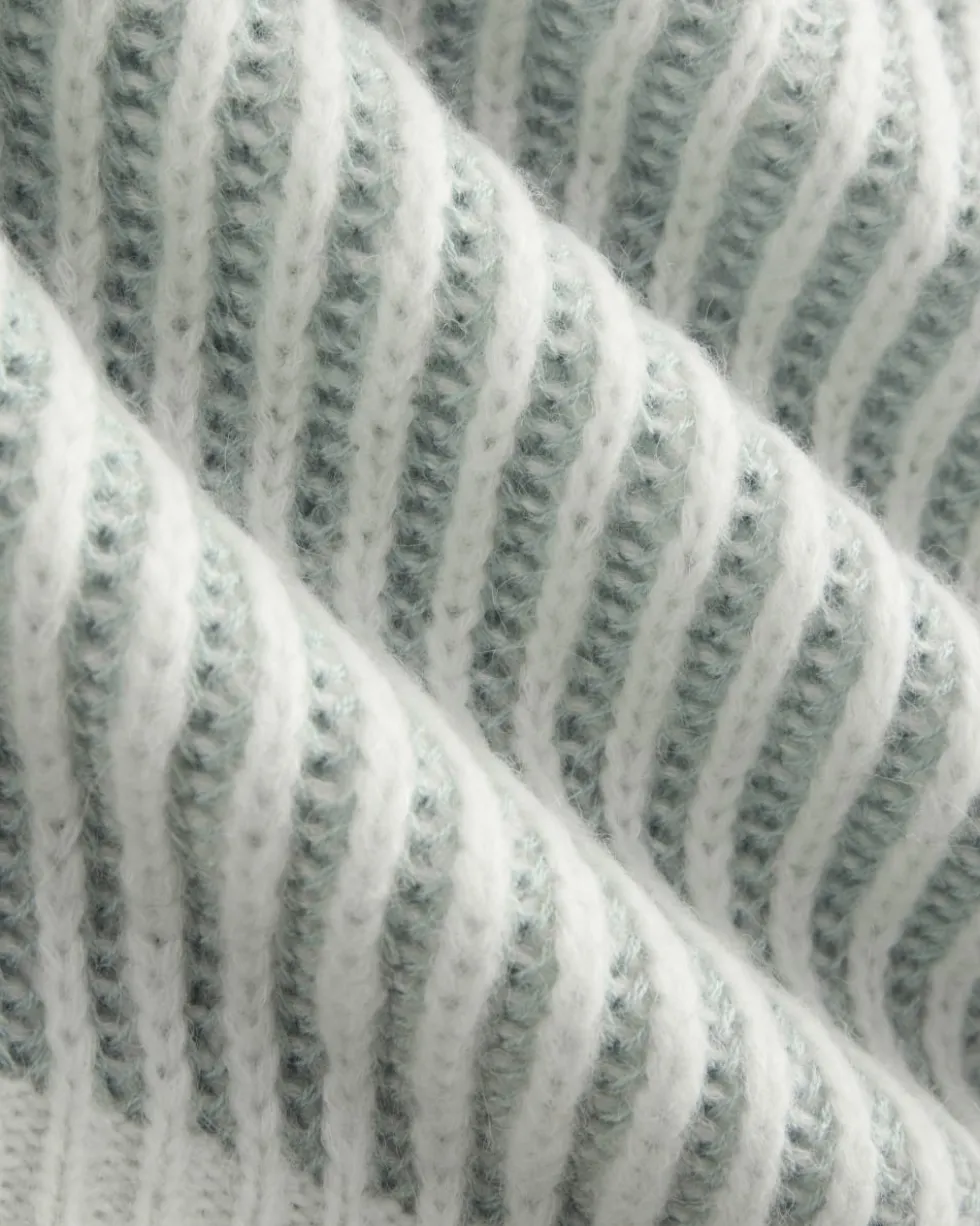 Funnel-Neck Ribbed Henley Sweater