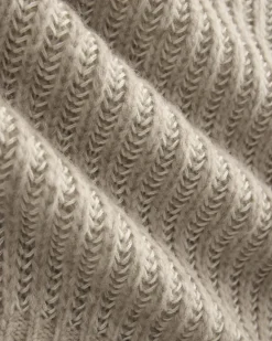 Funnel-Neck Ribbed Henley Sweater