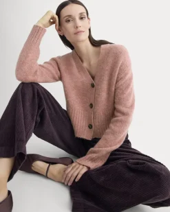 High V Cropped Cardigan in Alpaca