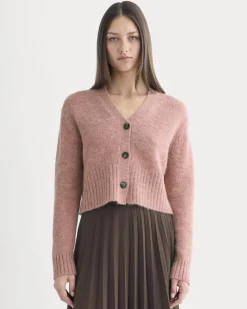 High V Cropped Cardigan in Alpaca
