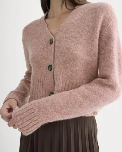 High V Cropped Cardigan in Alpaca