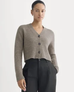 High V Cropped Cardigan in Alpaca