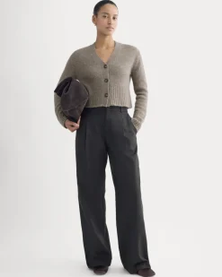 High V Cropped Cardigan in Alpaca