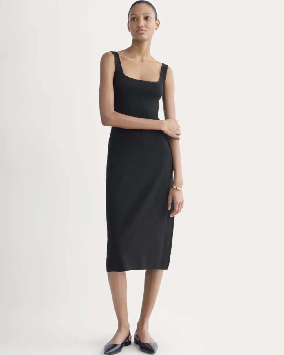 Knit Square-Neck Midi Dress