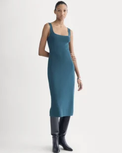 Knit Square-Neck Midi Dress