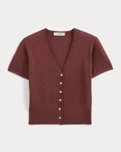 Lace Trim Cardigan in Fine Linen