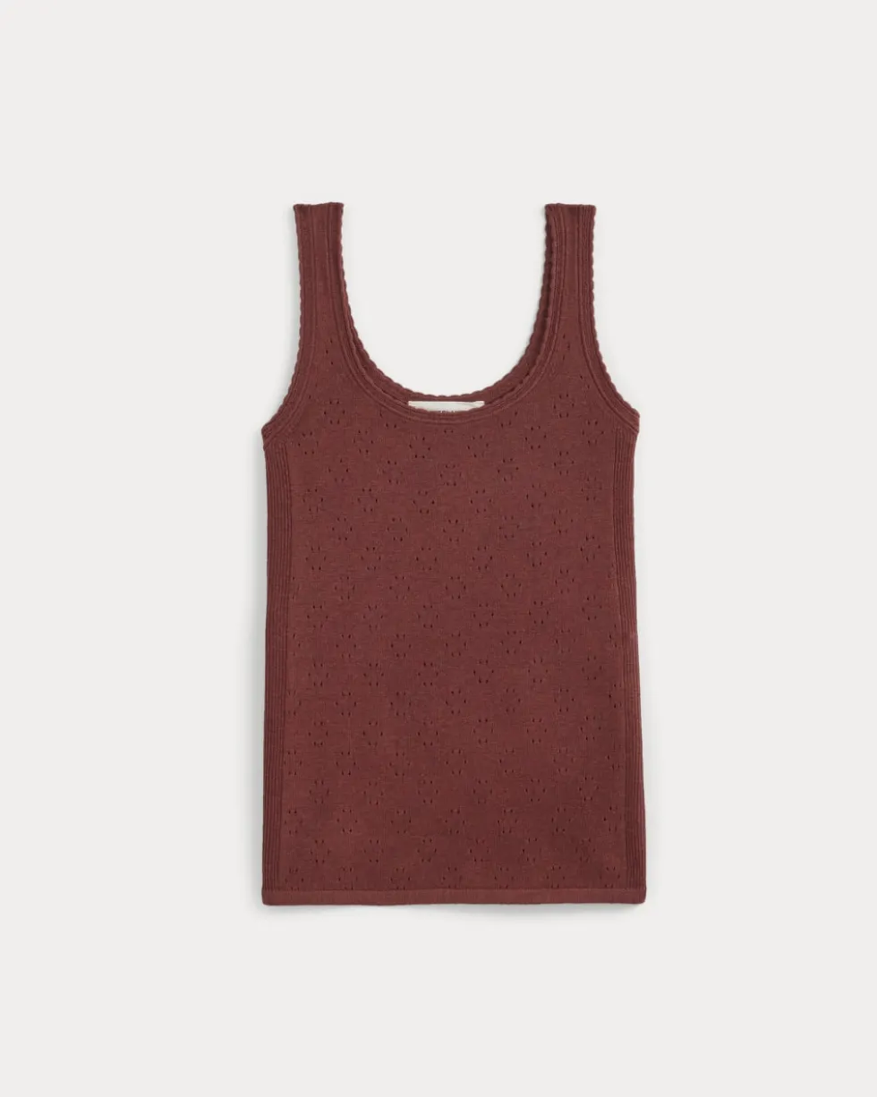 Lace-Trimmed Tank in Fine Linen