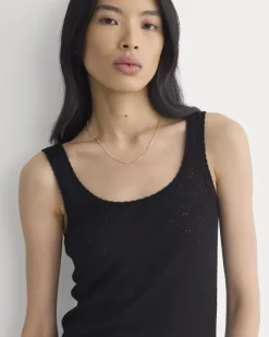 Lace-Trimmed Tank in Fine Linen