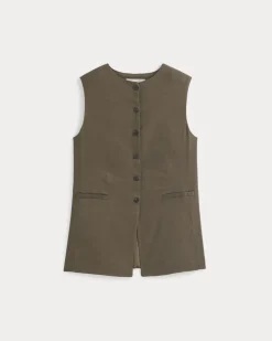 Long Vest in Stretch Linen