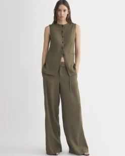 Long Vest in Stretch Linen