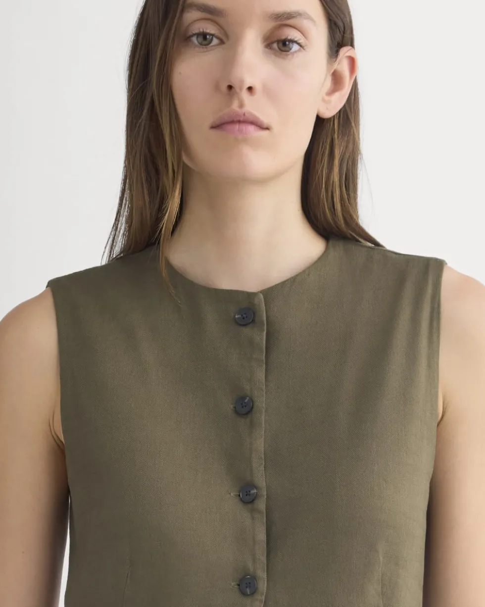 Long Vest in Stretch Linen