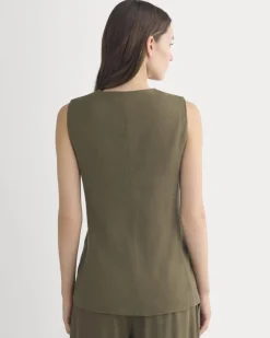 Long Vest in Stretch Linen