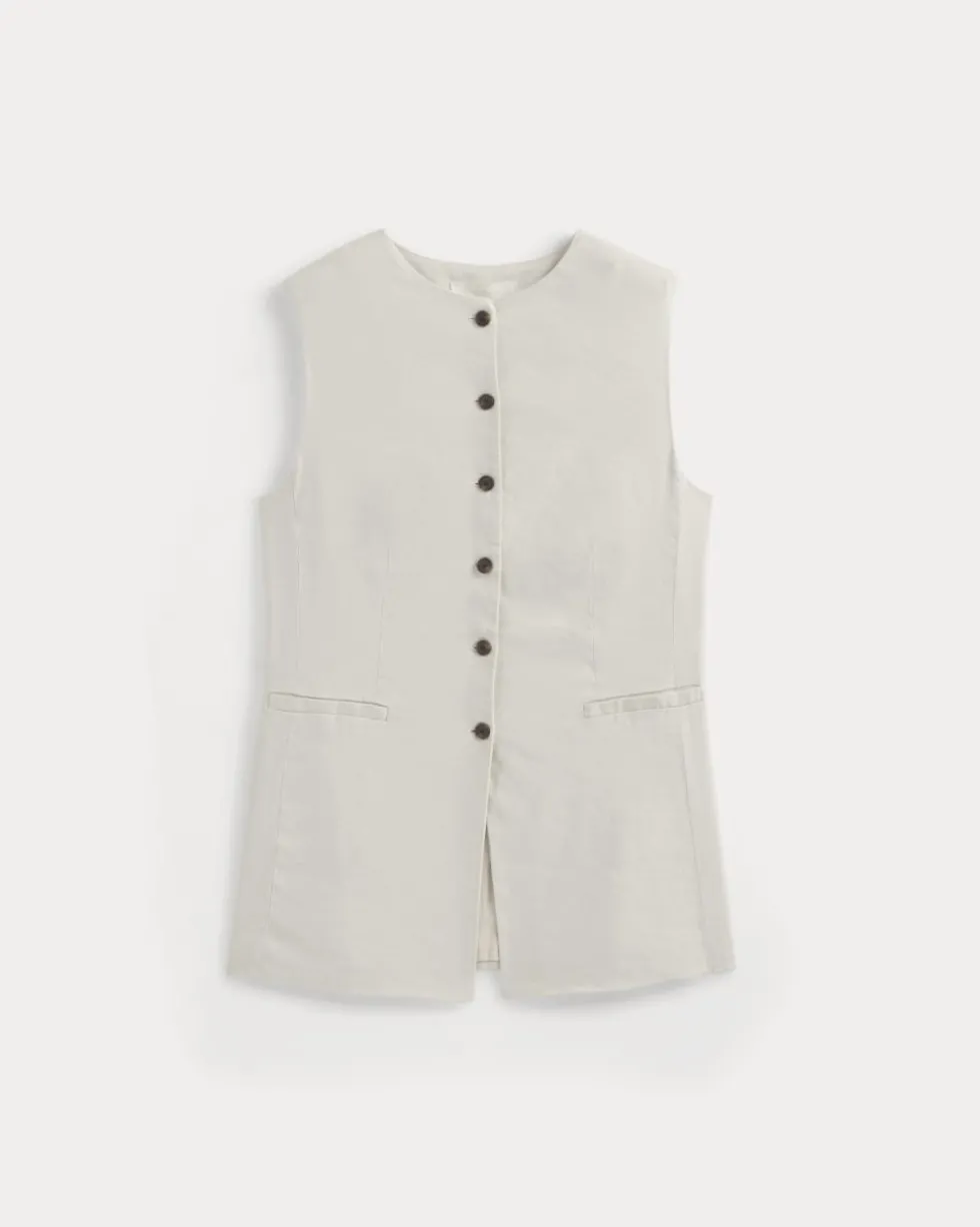 Long Vest in Stretch Linen