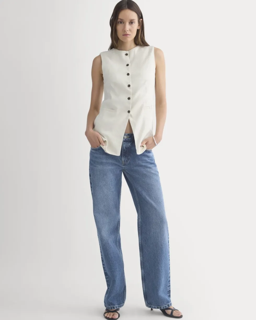 Long Vest in Stretch Linen