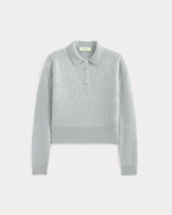 Lush Cashmere Cropped Polo Sweater