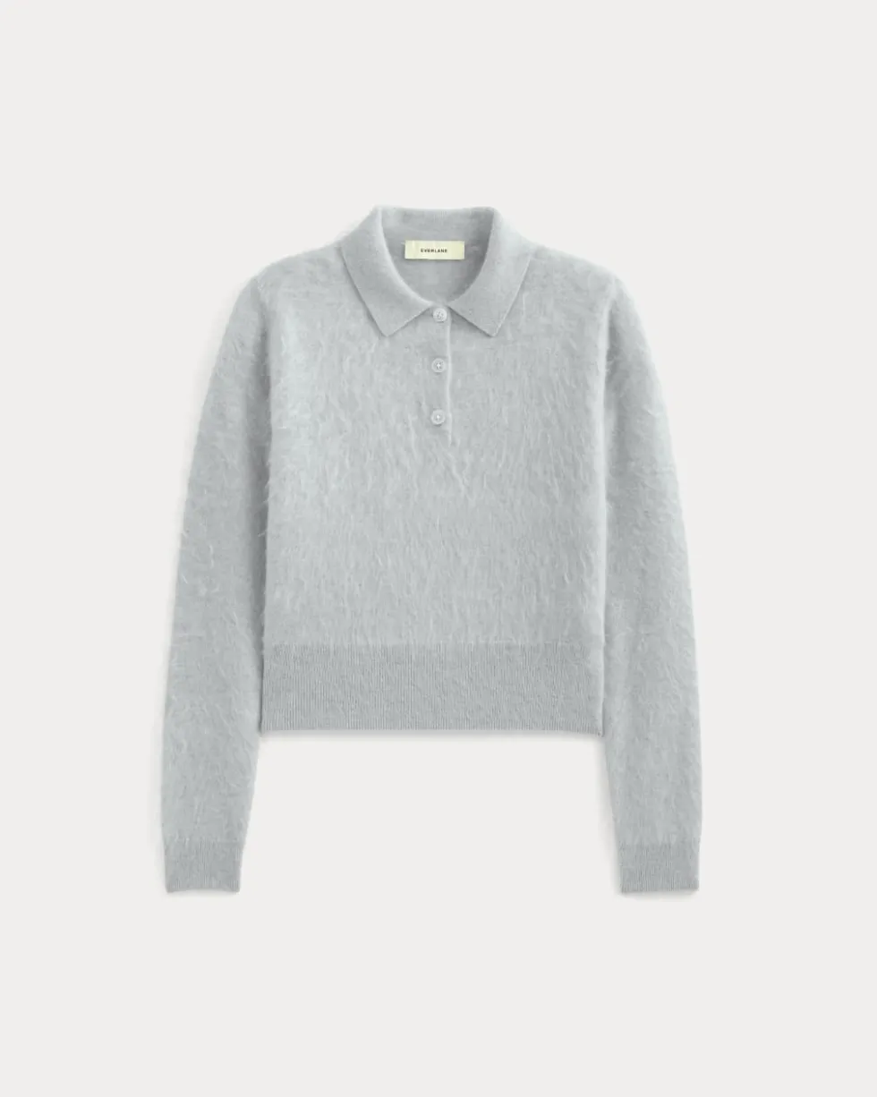 Lush Cashmere Cropped Polo Sweater