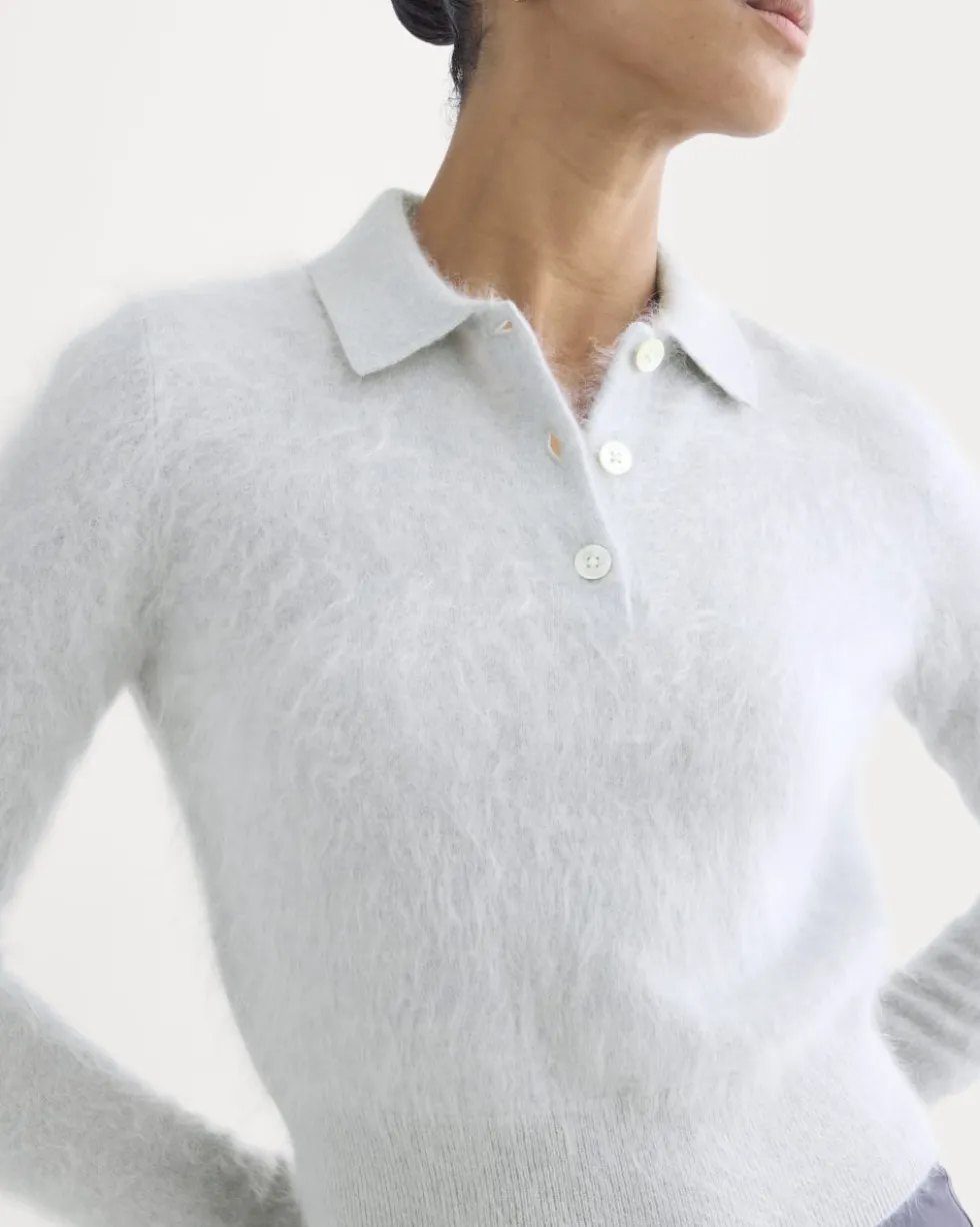 Lush Cashmere Cropped Polo Sweater