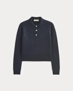 Lush Cashmere Cropped Polo Sweater
