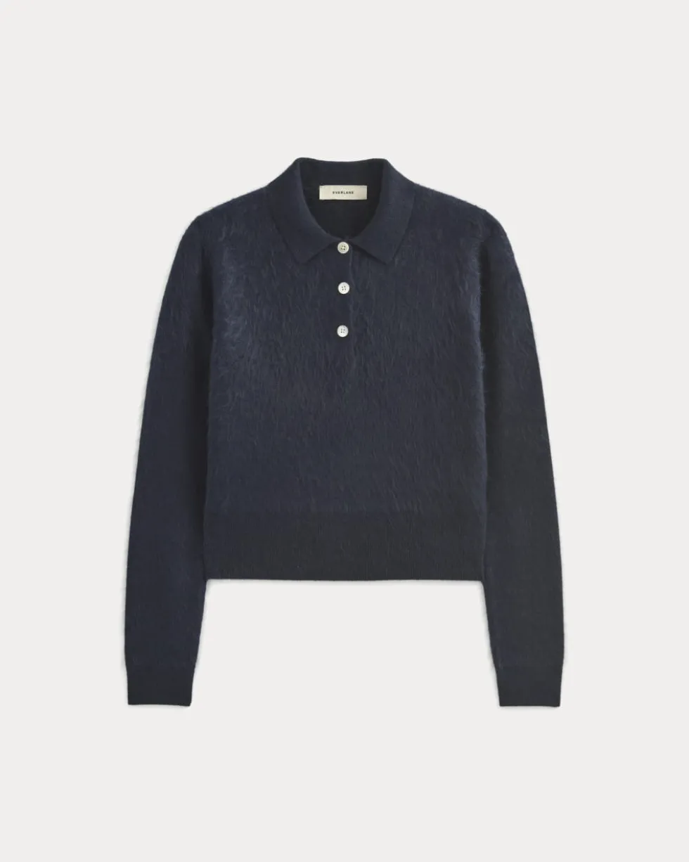 Lush Cashmere Cropped Polo Sweater