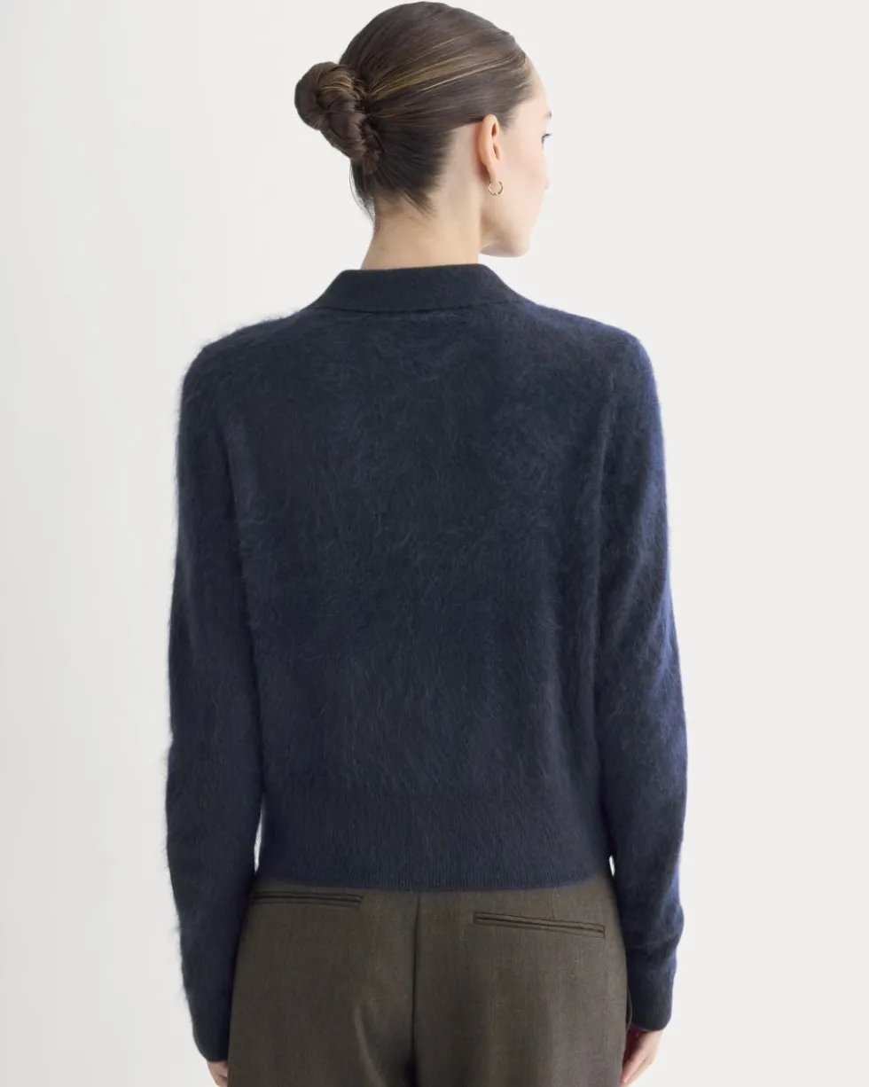 Lush Cashmere Cropped Polo Sweater
