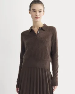 Lush Cashmere Cropped Polo Sweater