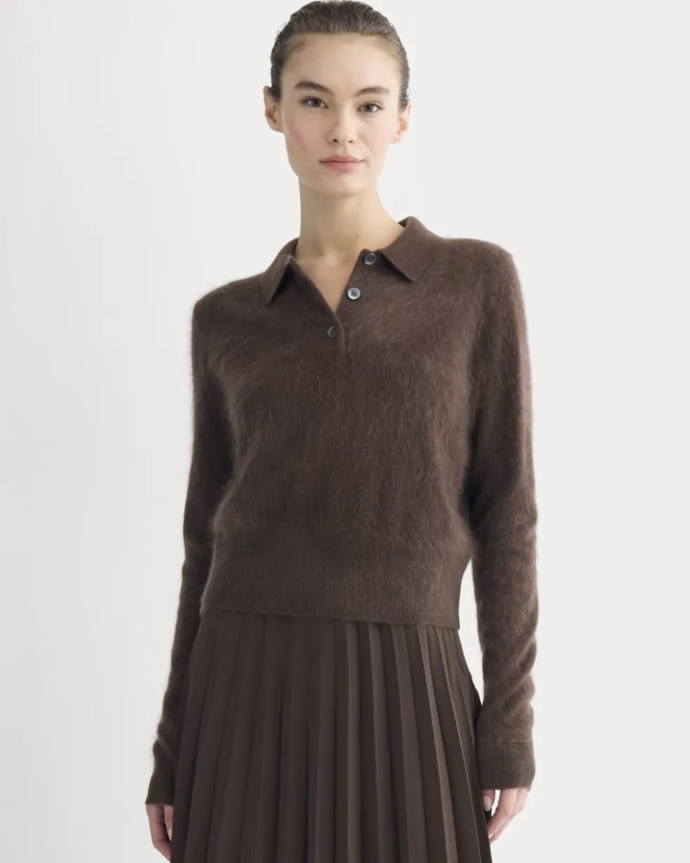 Lush Cashmere Cropped Polo Sweater