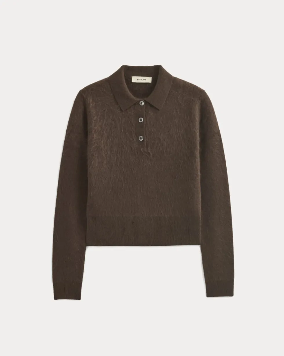 Lush Cashmere Cropped Polo Sweater