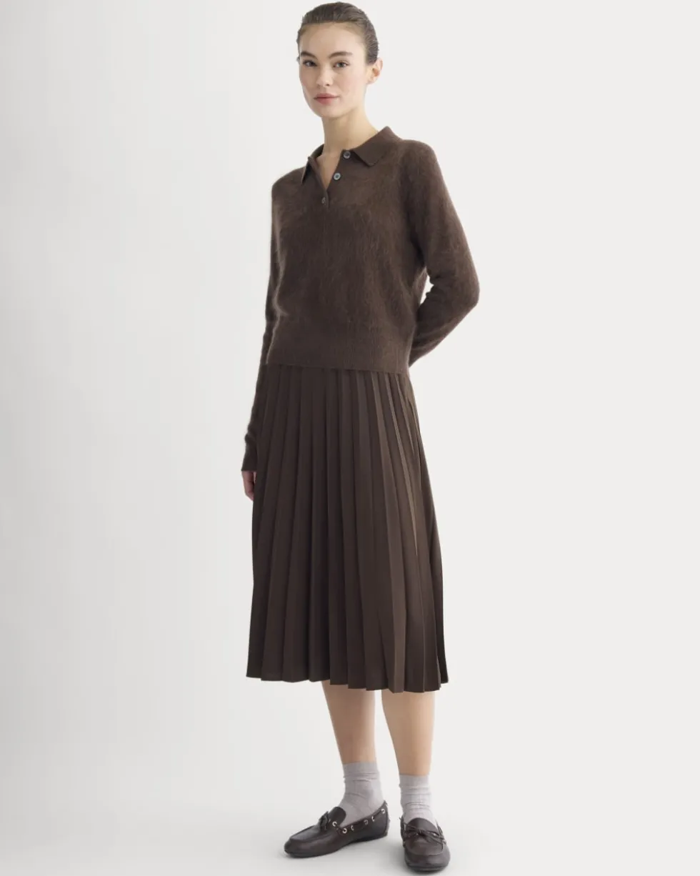 Lush Cashmere Cropped Polo Sweater