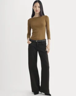 Luxe Rib 3/4 Sleeve Boatneck Tee
